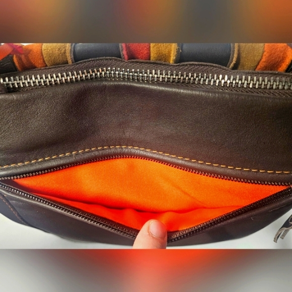 Mywalit Laguna Stripe Brown Leather & Suede Large Tote Shoulder Bag. NWT. - Picture 4 of 6